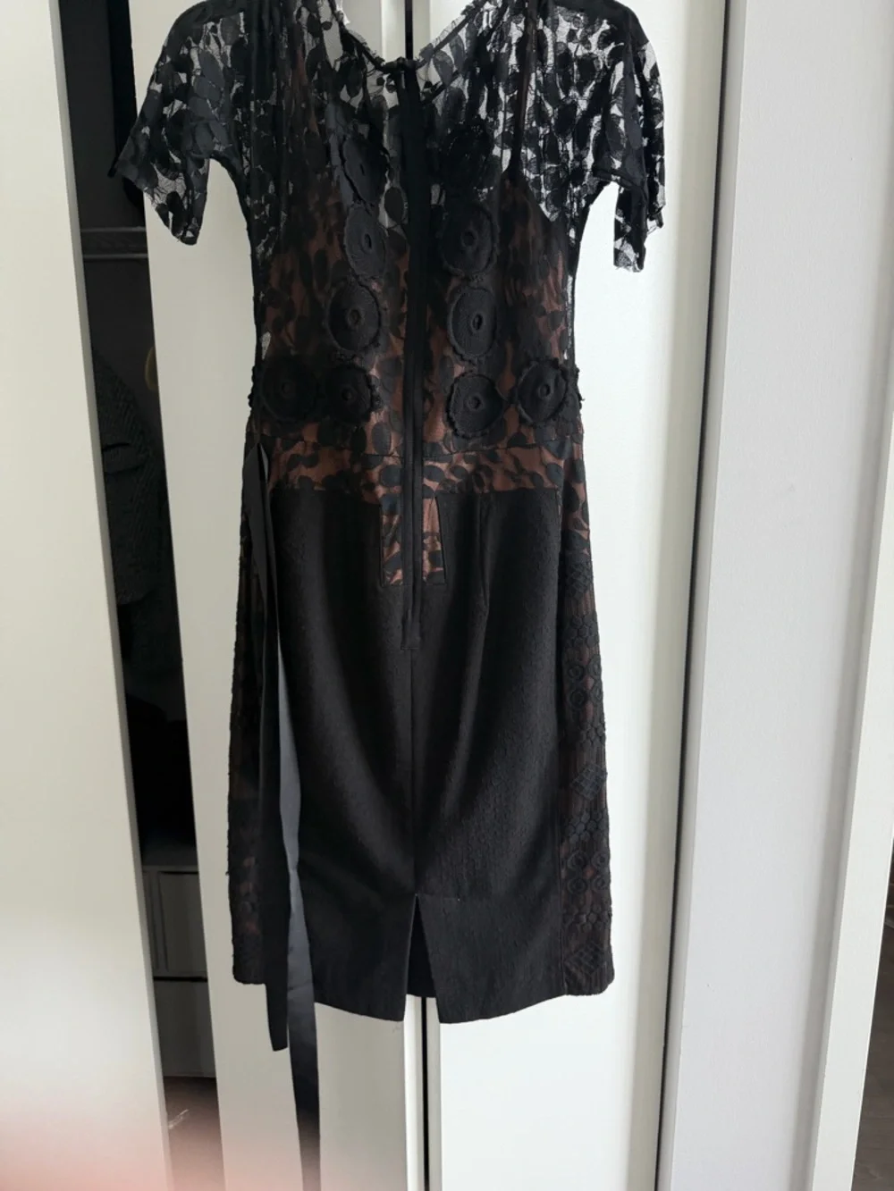 Anthropologie Black Lace Midi Dress with Rust Slip - Picture 2 of 2